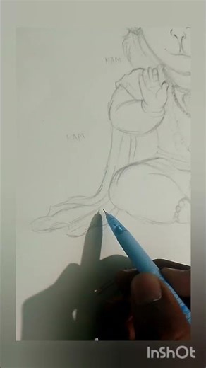 Free hand tutorial Lord🐒 hanuman ji drawing 🙏🫸🫷🪷🐒