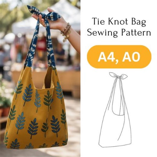 Japanese Knot Bag Sewing Pattern – Reversible Slouch Tie Tote, DIY Shoulder Bag, Beginner Friendly PDF - Etsy