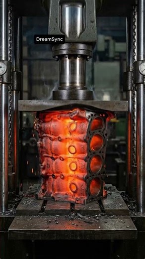 Hydraulic Press vs Red Hot Engine Block
