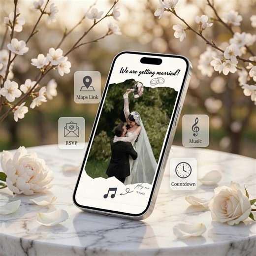 Minimalist Wedding Website Template With RSVP & Music | Digital Invitation With Live Countdown | DIY Canva Editable Template - Etsy