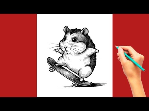 How to Draw a Cute Hamster on a Skateboard | Fun Pencil Sketch Tutorial