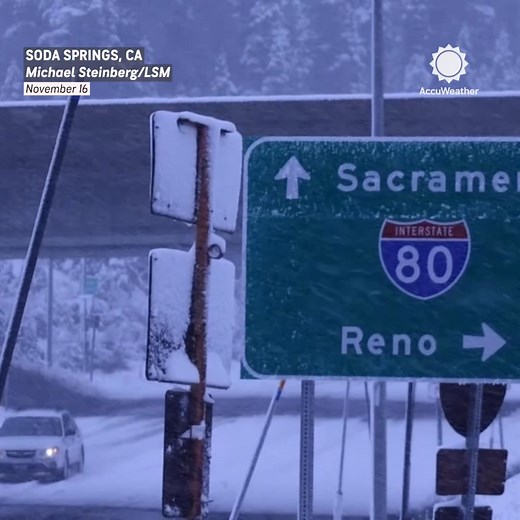 The first impactful winter storm of the season slammed the I-80 corridor in Soda Springs, California, over the weekend, bringing treacherous driving conditions. | AccuWeather