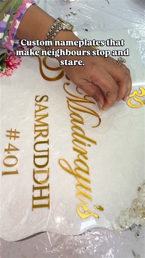 Dipti Goyal Designs | Resin Artist on Instagram: "Your home’s first impression starts at the door ✨ A custom nameplate that reflects your story, your style, your space. Minimal • Premium • Made just for you DM us to customise your home nameplate 🤍 #CustomNameplate #HomeNameplate #HouseNameplate #EntranceDecor #HomeDecorIndia #PersonalisedDecor #FirstImpression #ModernHomes #IndianHomes #DoorDecor #LuxuryHomeDecor #HandmadeInIndia #ResinNameplate #AestheticHomes #HomeStyling"