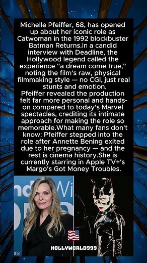 Michelle Pfeiffer on Batman Returns Catwoman: “Her Dream Come True” #BatmanReturns #MichellePfeiffer
