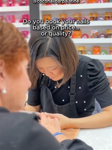 Be honest: Do you choose your nail salon based on price… or quality? Many salons promise cheap services and fast appointments. But here’s what often happens 👇 • rushed nail prep • uneven polish • lifting after a few days • chipped nails within a week So the “cheap” manicure ends up costing more when you have to redo it. At COCO Nail Bar Palatine, our focus is different. We prioritize: ✔ precise nail preparation ✔ professional products ✔ skilled nail technicians ✔ techniques that extend wear tim