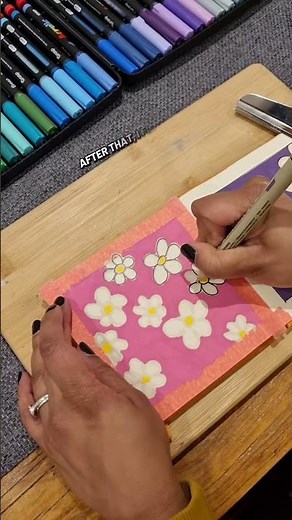 A simple beginner friendly acrylic marker flower painting anyone can try. 🌸