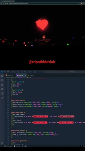 ❤️ HEART ANIMATION That FOLLOWS YOUR CURSOR! #viral #javascript #tripathidevlab #coding #programming