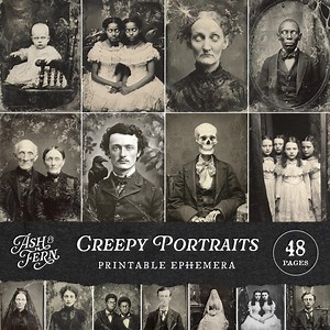 Creepy Victorian Portraits, Haunted House Prints, Antique Photograph Ephemera, Gothic Halloween Printables, Spooky Digital Junk Journal Kit - Etsy