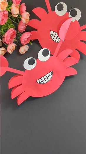 Make a cute crab with paper/ Easy crab making craft for kids #diy