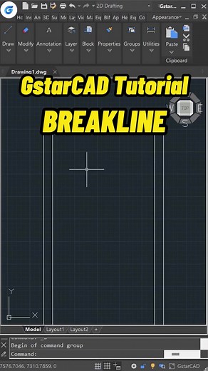 Add breakline symbol in GstarCAD #CAD #GstarCAD #engineering #architecture