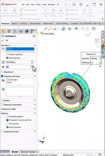 Circular Pattern Wavy Gear Wheel Design in SolidWorks #shorts