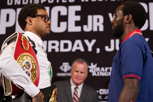 Spence and Crawford face off for first time ahead of "legacy" fight