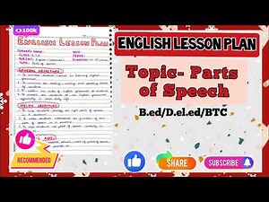 English lesson plan on parts of speech | Parts of speech lesson plan in english | Class-6/7/8