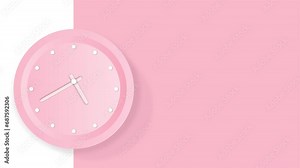 beautiful 3D clock animation on a pink background, beautiful clock motion graphics