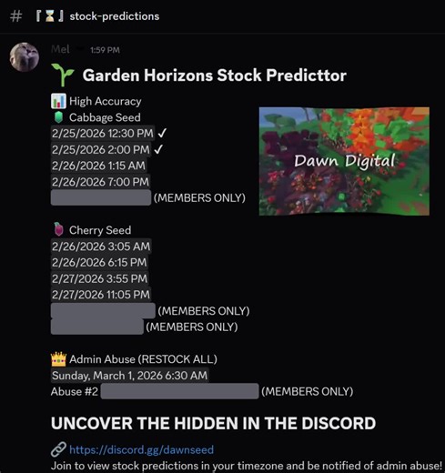 Garden Horizons Stock Predictions #gardenhorizons #cabbage #cherry #roblox #stocknotifier