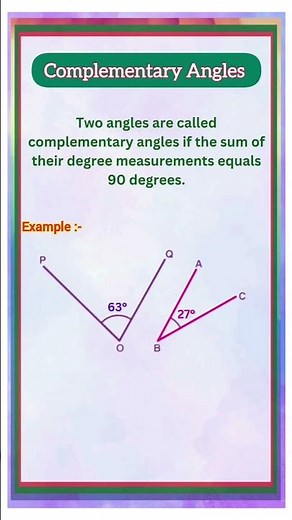 Complementary Angles | What are complementary angles #shorts #youtubeshorts