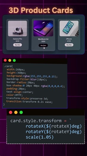This 3D Product Card UI Is Insane 😳 | HTML CSS JAVASCRIPT #uidesign