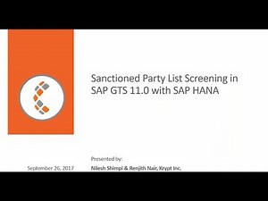 SAP GTS SPL on SAP HANA Webinar