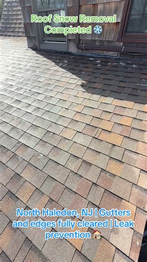 Roof Snow Removal Completed – North Haledon, NJ 07508 ✅❄️ Snow and ice have been fully removed from this roof in North Haledon, NJ. The surface, edges, and gutters are now cleared to restore proper drainage and reduce the risk of leaks and structural stress. Finishing the job the right way helps protect the home from water infiltration and costly winter damage. Safe, careful work from start to completion. Professional roof and gutter snow removal for residential and commercial properties. #SnowR