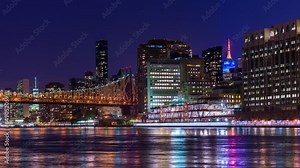 New York City midtown Manhattan Cityscape on the East River at twilight