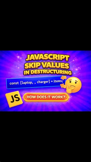 Skip Values in JavaScript Using Destructuring😳 #codeshiksha #javascript #coding #js #webdevelopment
