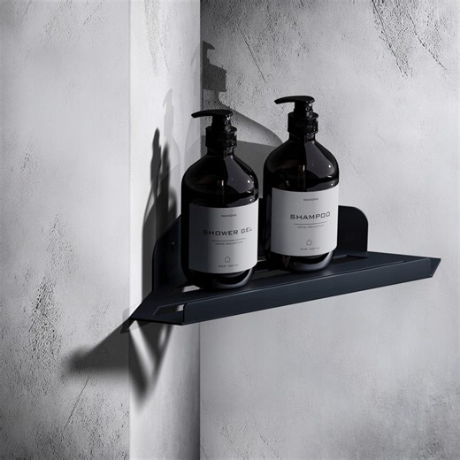 Corner Shower Shelf, Wall Mounted Bathroom Organizer, Handmade Black Metal Shelf, Made in Poland, Rustproof, Free Dispenser - Etsy