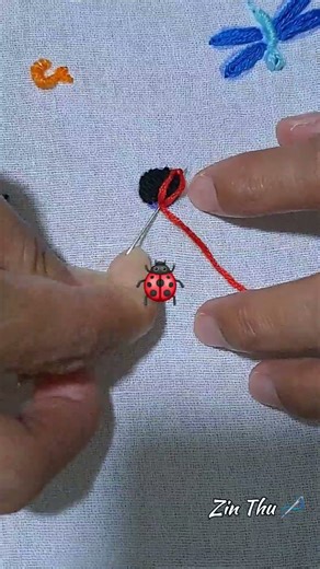 Easy embroidery ladybug 🐞