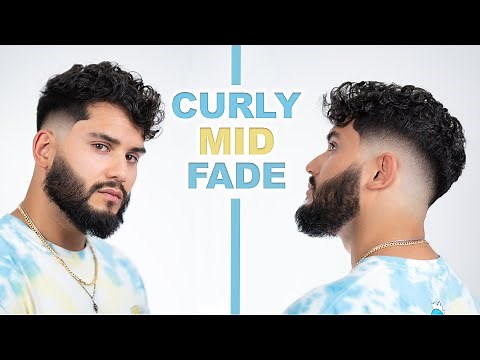CURLY MID FADE & BEARD HAIRCUT TUTORIAL!