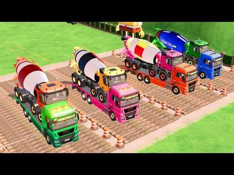 Replay - TRANSPORTING POLICE CARS, AMBULANCE, FIRE TRUCK, COLORFUL CARS WITH TRUCK - FS 22!