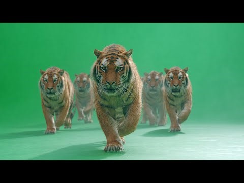 🎬 Fast Running Tiger 🐯 Animal Green Screen 4K Realistic Wildlife Action VFX Footage