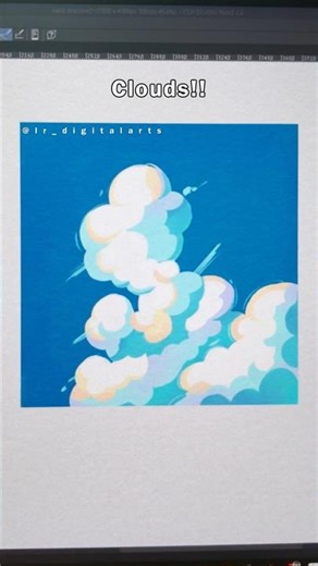 The EASIEST Way to Paint Fluffy Clouds! ☁️✨#digitalart #shorts #drawing #art #digitaldrawing #cloud