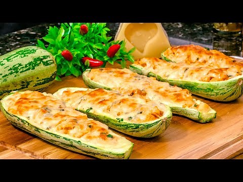 Stuffed Zucchini with Chicken and Cheese! Easy and Delicious Recipe! ASMR COOKING
