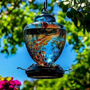 Colorful Glass Hummingbird Feeder: Weather-resistant Garden Decor - Etsy