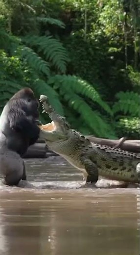 Gorille 🦍 vs Crocodile 🐊 Qui gagne !