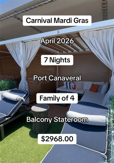 Check out this Spring Break deal for Carnival Mardi Gras out of Port Canaveral! 🛳️ ➡️brianna.creef@marvelousmousetravels.com . #travelagent #carnival #carnivalmardigras #cruise #cruisetok