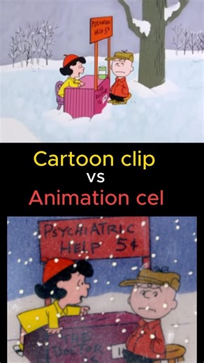 Peanuts Christmas animation art cel - see it in the A Charlie Brown Christmas film!