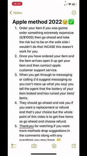 APPLE REFUND METHOD*2022 (how to get free apple items)