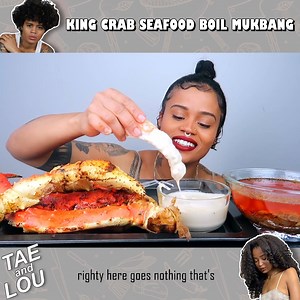 KING CRAB SEAFOOD BOIL MUKBANG WITH ALFREDO SAUCE & SPICY BUTTER SAUCE #ASMR #MUKBANG #eatingshow #eatingsounds | Tae and Lou