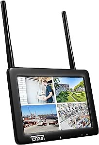 [2-Way Audio&Dual WiFi] Tonton 2K 3MP Portable LCD Security Camera System Wireless with 7" IPS Touchscreen Monitor,4CH NVR Kit,Support up to 128GB SD Card