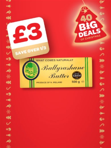 Butter believe it’s a BIG Deal 🧈 Don't Miss this week: 🧈 Ballyrashane Butter 500g – £3 Perfect for toast, baking and everything in between 🙌 Pop into your local EUROSPAR to stock up. 👉 Max 6 per transaction. Deal ends Sunday 11th October. Subject to availability, while stocks last. Now that’s Value on your Doorstep. #40BigDealsOfChristmas #EUROSPAR #smileitimprovesfacevalue