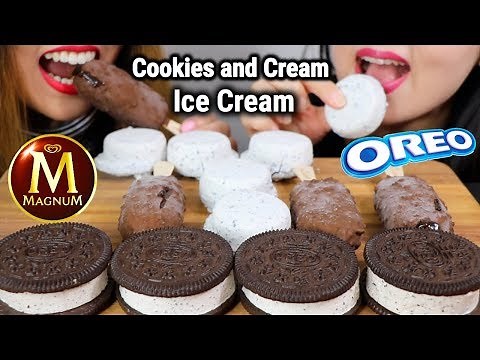 ASMR Cookies and Cream ICE CREAM Party! 오레오 아이스크림 리얼사운드 먹방 アイスクリーム 冰淇淋 Kem cây | Kim&Liz ASMR