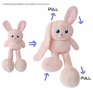 [Hot Item] Pink Interactive Toys Ear-Pulling Bunny Doll Stretch Rabbit Long Legs Stuffed Plush Toy