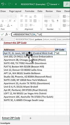 Excel formula to Extract ZIP Codes