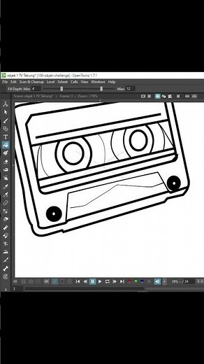 No.3: Cassete Tape: 100 objects Chellenge with Opentoonz- Geometric Tool #bangbromedia #shorts