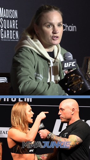 #UFC322 co-headliner Valentina Shevchenko explains why she came to Joe Rogan's defense when Ronda Rousey called him "a fan with an audience." "It was not right to say the things she said. Joe Rogan is a true example for the youth." | MMA Junkie