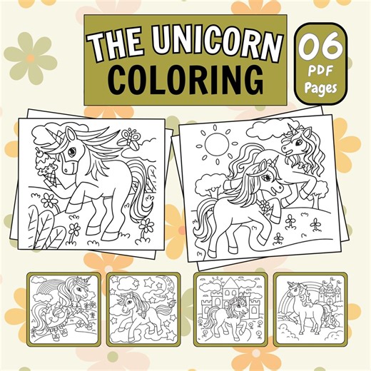 The Unicorn Coloring Book - Etsy