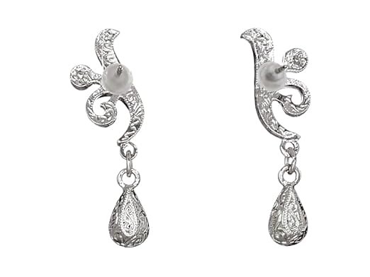 1928 Jewelry Silver-Tone Black and Hematite Color Crystal Vine Drop Earrings