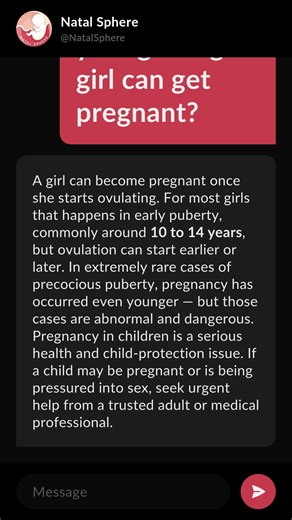 What is the youngest age a girl can get pregnant?