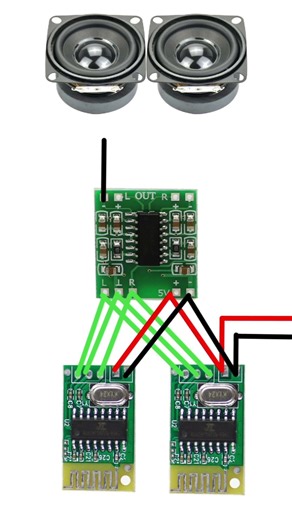 amplifier connection with two bt module #amanelectronic #speaker #short