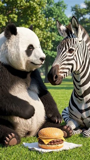 Panda and zebra 🍔😂😂😂😂